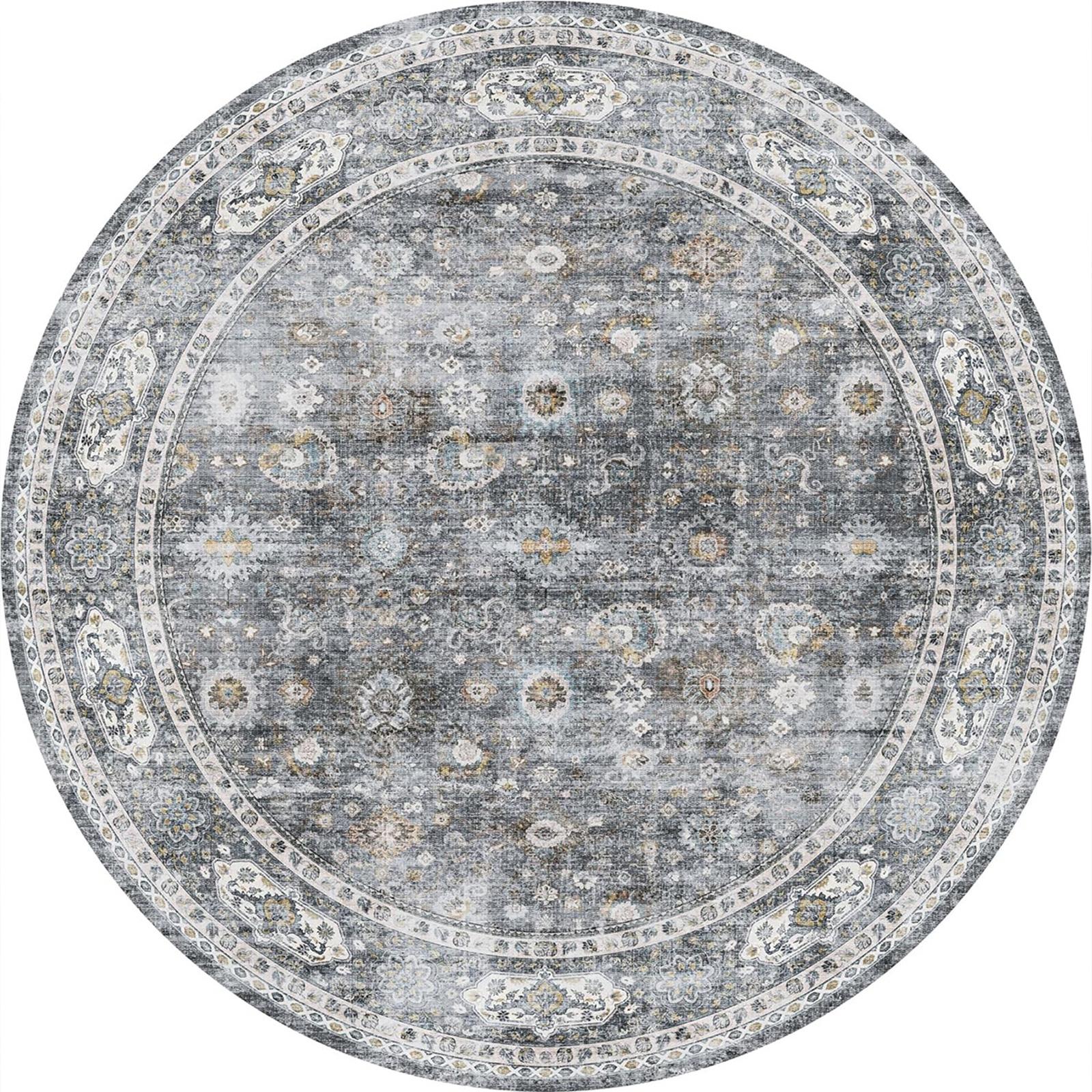 

Vintage Floral Classic Vintage Style Round Area Rug Ideal for Living Room or Bedroom Decor 80cm