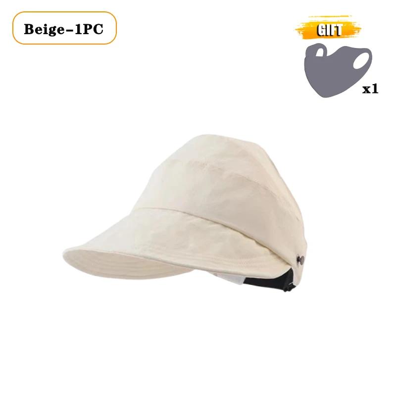1-10PCS Foldable Wide Brim Ponytail Sun Hat Drawstring Adjustable Cap Summer Quick-dry Visor Fisherman Cap for Women Beach Hat