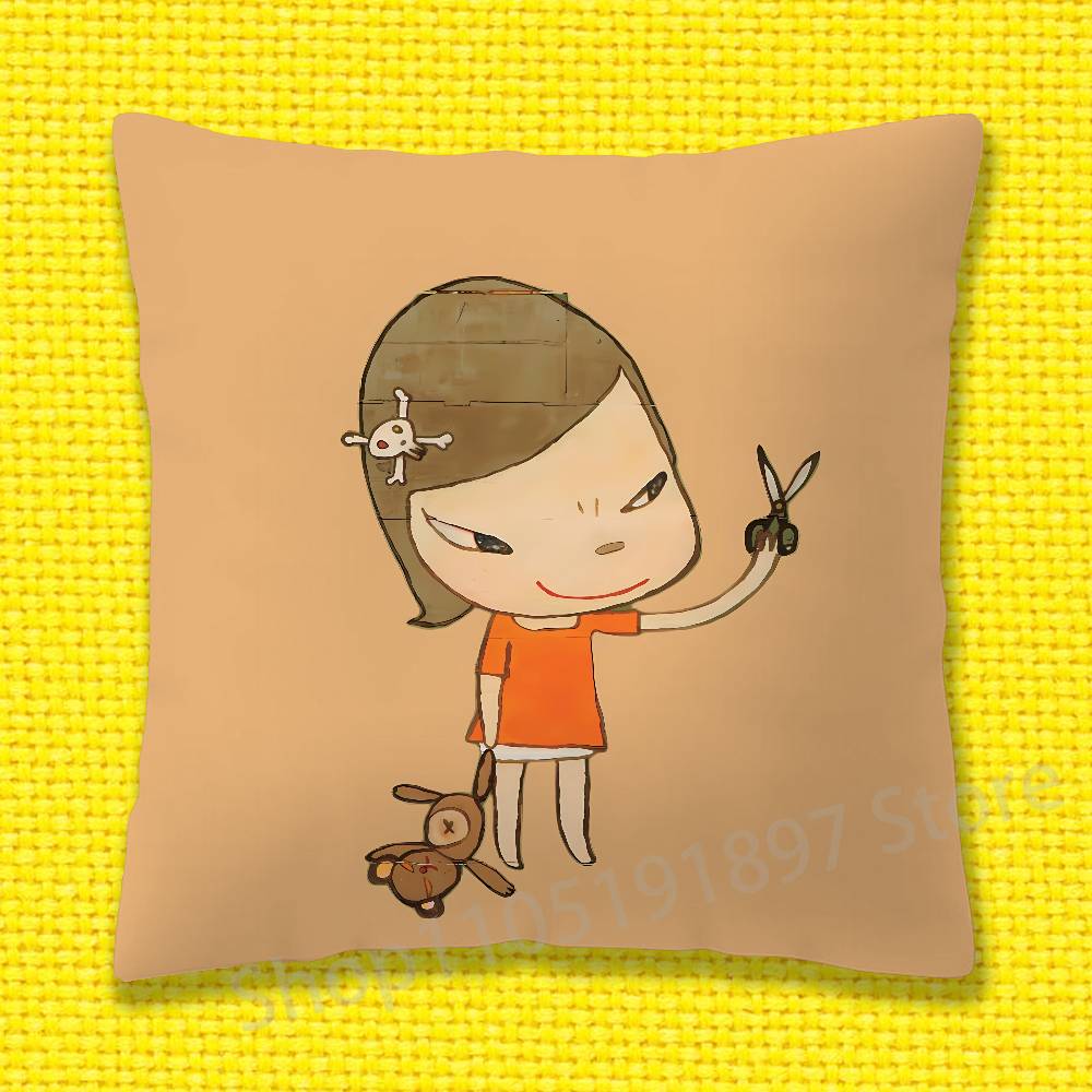 Японская девочка Y-Yoshitomo Nara Наволочка для подушки 50x50см 30x30см 55x55см 45x45см 40x40см Квадратная наволочка для кроватной подушки 30cmx30cm