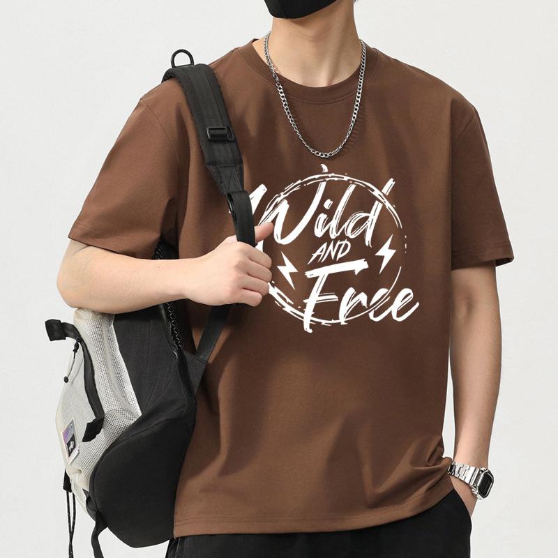 

Новая летняя мужская футболка с круглым вырезом, принтом и короткими рукавами, тонкая, повседневная, молодежная, с рукавами до локтя M