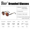 FOENIXSONG Steampunk Round Sunglasses for Men Women Black Brown Retro Wrap Frame Mirror Lens Sun Glasses