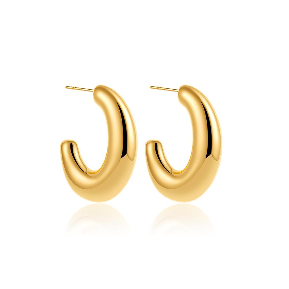 

Fashion 18k Gold Plated Chunky Hoop Earrings for Women Smooth Stainless Steel Earring Statement Vintage Zircon Gifts