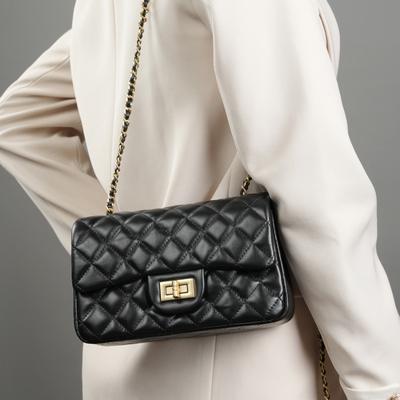Raute cf Lammfell Umhängetasche neue Leder Damenhandtasche strukturierte Achseltasche kleine goldene Kugelketten-Tasche