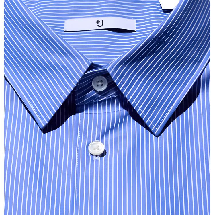 UNIQLO Jil Sander Collaboration Striped Button-Up Long Sleeve Shirt Men shirts Blue 478673-63