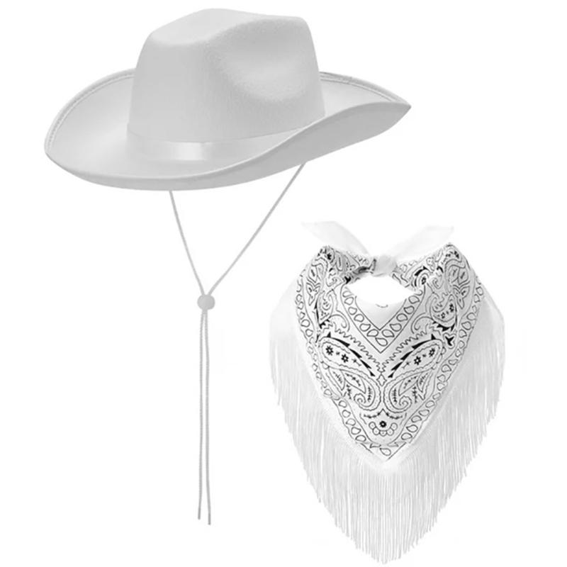 2PCS Female Hat Scarf Costume Set Music Festival Roleplay Party Dress Up Suit