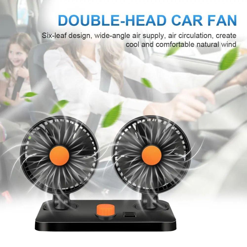 12V 24V Double-head Fan USB Charging Car Cooling Fan Universal Car Air Outlet Fan  Home Cooler