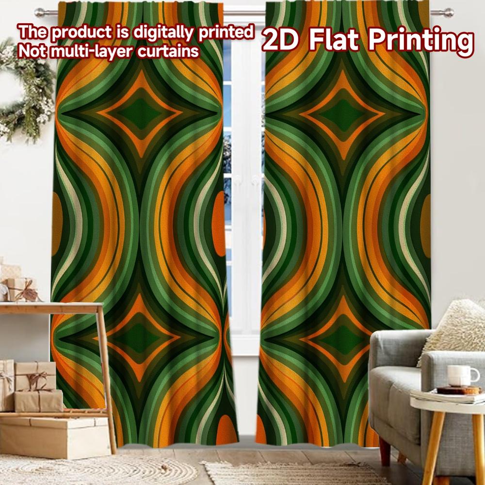 

2pcs, 2D FLAT PRINTING Curtains (Without Rod) Retro Waves Modern Fashionable Curtainments Prints Light Filtering Curtains 52.50 × 116.00 cm 2 pcs