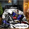 Custom Name Robotic Warrior Adventure Blanket  Ideal Bedding Blanket Perfect for Travel, Camping, Living Rooms, Offices, Sofas, Fan Christmas gift