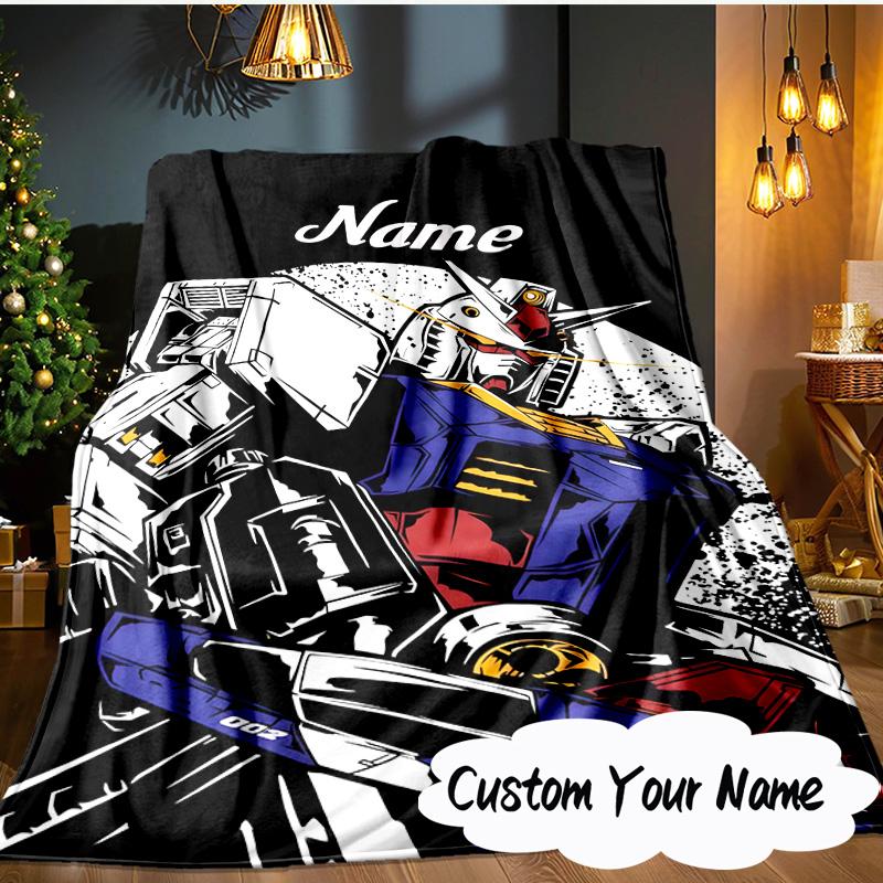 Custom Name Robotic Warrior Adventure Blanket Ideal Bedding Blanket Perfect for Travel, Camping, Living Rooms, Offices, Sofas, Fan Christmas gift