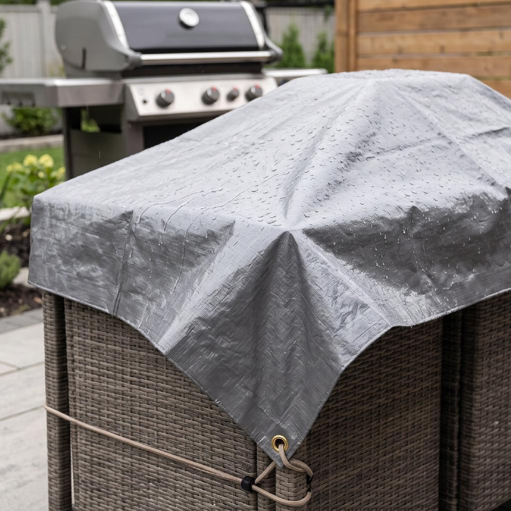 2x3meter Silver Water Proof Heavy Duty Tarp   Violet Resistance Tarpaulin With Reinforced Buttonholes for Outdoor Trucks and Camping