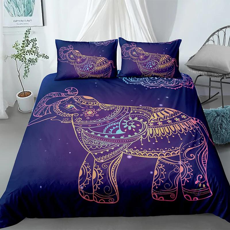 Elephant Duvet Cover King Queen Size Lovely Funny Small Elephant Bedding Set For Kids Teens Adults Wild Animal Soft Quilt Cover