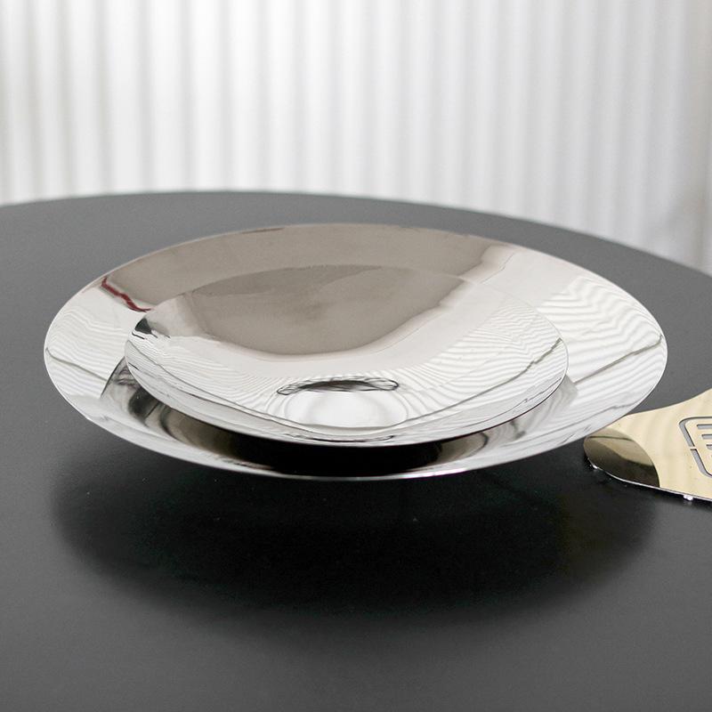 Minimalist Creative Flying Saucer Round Fruit Plate Ornaments Hotel Tableware Club Shallow Bottom Fruit Plate Snack Storage Plate Jewelry
