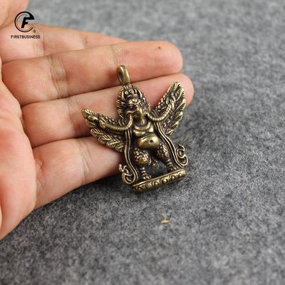Brass Bird Head Human Body Gargaro Vajra Dapeng Golden Winged Bird Buddha Statue Pendant Keychain Tibetan Buddhism Trinket