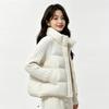 Simple style fake two-piece cotton-padded coat women's twist knitted sleeves stand-up collar short winter coat direct supply