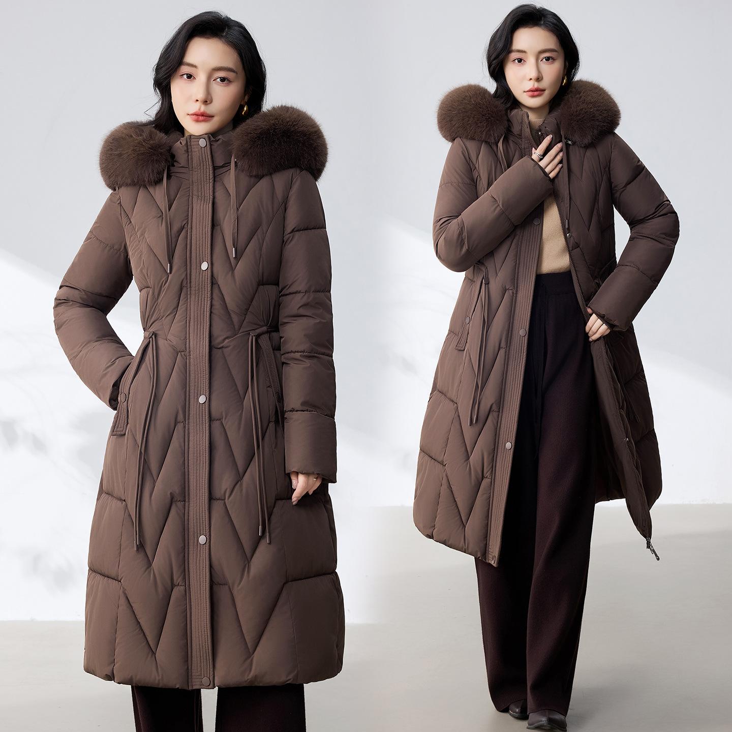 

Женская новая модная куртка с меховым воротником, капюшоном, теплая, пушистая, утолщенная, свободного кроя, из высококачественной ткани, для отдыха, улицы, путешествий, спорта, хлопковая куртка XXXL темно-коричневого