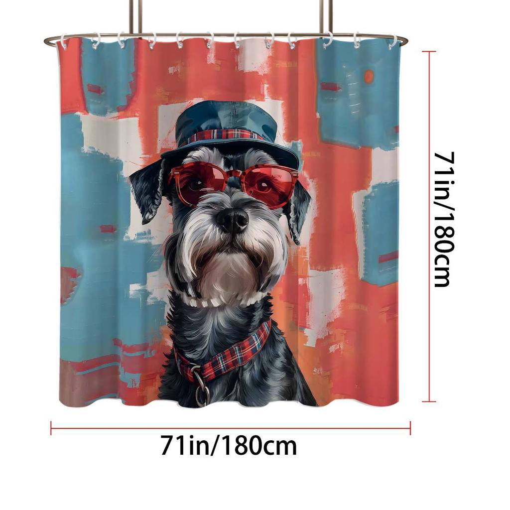 1 Stück Cartoon Welpe Wasserdichter Duschvorhang Badezimmer Trennvorhang Hängevorhang Duschtürvorhang Mit 12 Haken
