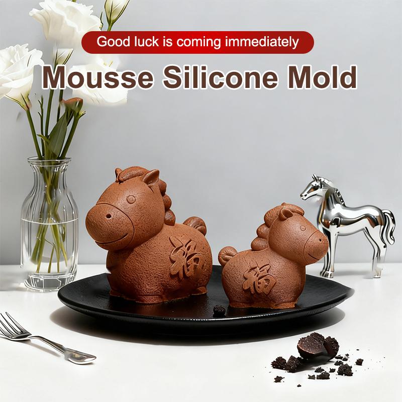 Cartoon Horse Shape Silicone Cake Mousse Mold Horse Design Stereoscopic Chinese Year Diy Decor Dessert Making Tools