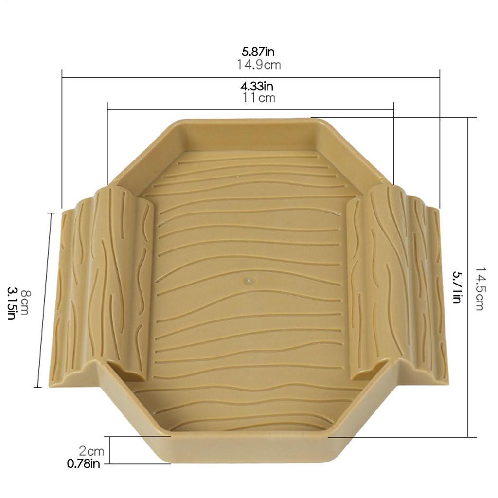 Turtle Water Bowl Anti-Slip Reptile Pool Dish 2-in-1 Stain-Resistant Turtle Bathing And Feeding Tub For Snake Gecko Tortoise