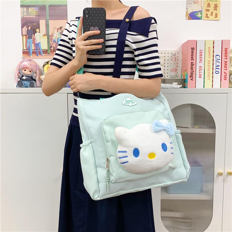 Korean Style Cute Women's One-Shoulder Plush Canvas Handbag