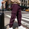 Spring and autumn jacquard checkered jogger pants, casual long pants for men, versatile and stylish multi-pocket trousers