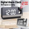 Digital Mirror Surface Alarm Clock 180° Projector On Ceiling Projector Bedside Alarm Clock USB Charging for Bedroom Living Room