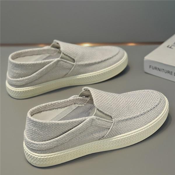 Men's Canvas Sneakers Summer Linen Slip-On Sport Casual Skate Shoes Comfortable Breathable Lightweight Board Shoes For Men