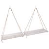2pcs Wooden Wall Storage Rack Sling Rope Hanging Plant Flower Pot Shelves Home Decorations