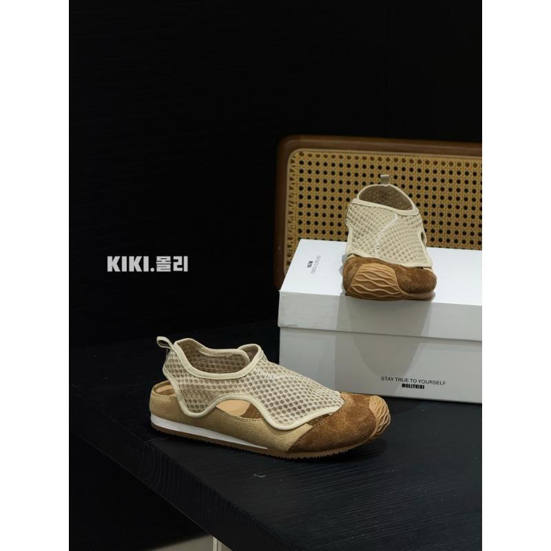 

Summer niche sandals new retro niche breathable mesh sports wind soft sole versatile cool slippers 35 хаки