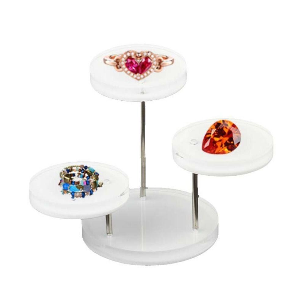 3 Layers Jewelry Display Stand Round Rings Earrings Selling Rack Mini Figurines