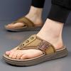 Fashion Summer New Designer Antiskid Soft Sole Flip Flops for Men Fashion Casual Leather Slippers Male Outwear Beach Shoes Man
