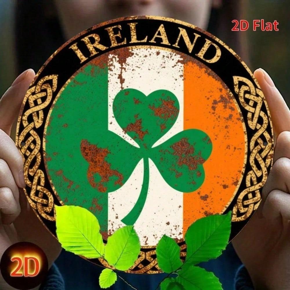 Vintage Ireland The Metal Tin Sign 8x8 Inch Wall Art, Irish Flag Retro Home Decor for Bar Pub Man Cave, Pub Metal Plaque Rustic