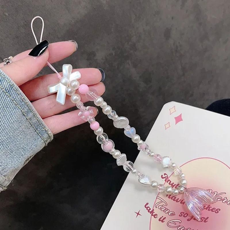 Aesthetic Phone Wrist Strap Beaded Phone Lanyard Bracelet Keychain Phone String Phone Charms Phone Decoration Accessory