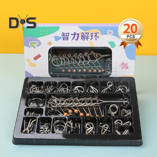 20/25/30/32/40Pcs/Set Metal Puzzle Ring Brain Teaser 3D Wire Puzzle Game Kids Adults Mind Logic IQ Test Educational Unlock Interlock Toy Toddlers