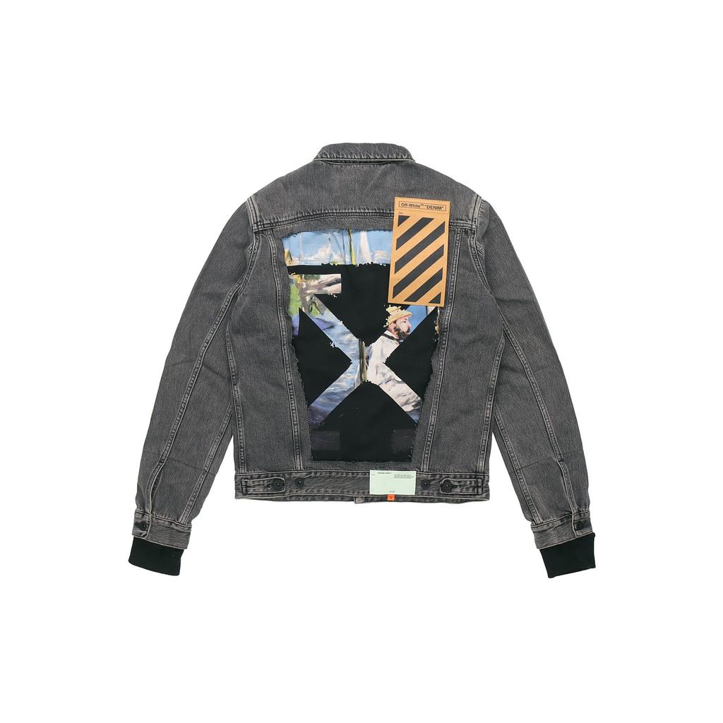 Off-White Denim Distressed Jacket Black Men Outerwear OMYE019R19C270120888