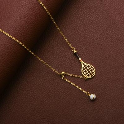 Moderne Emaillierte Badminton-Schläger Anhänger Halskette Goldfarben Zarte Schlüsselbein Kette Luxuriöser Schmuck für Damen Party Geschenk