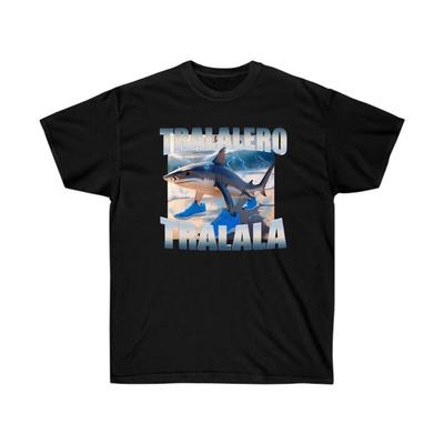 Tralalero Tralala Funny Shark Meme T-shirt, Bootleg Rap Tee, Shark With Shoes