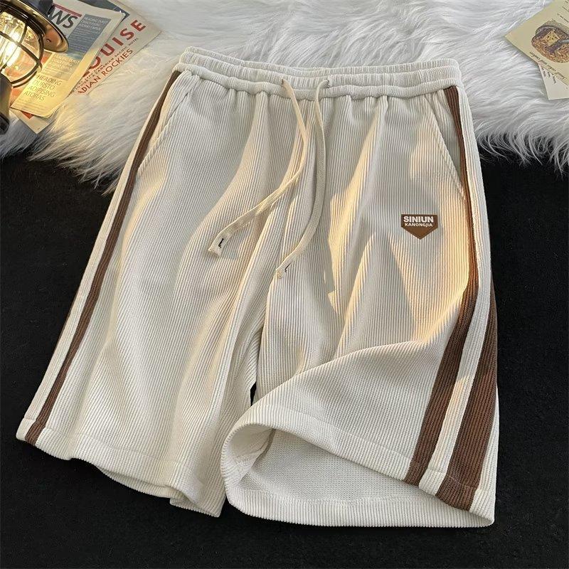 

Summer Casual Y2k Shorts for Men Retro Loose Straight Short Pants Strip Contrasting Color Gym Shorts XXXL абрикосовий