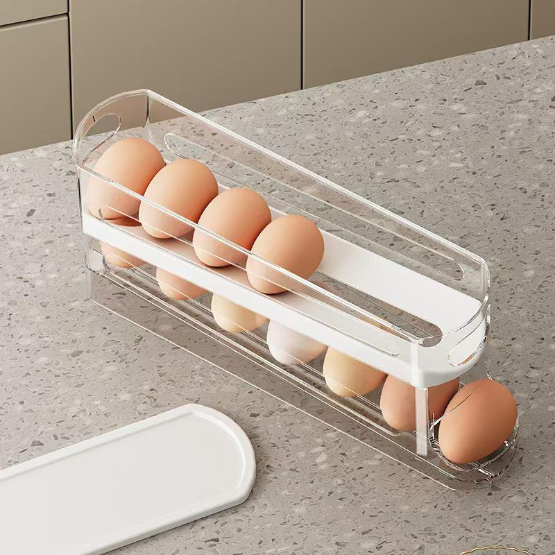 Double Layer Rolling Egg Storage Box with Automatic Replenishment for Fridge