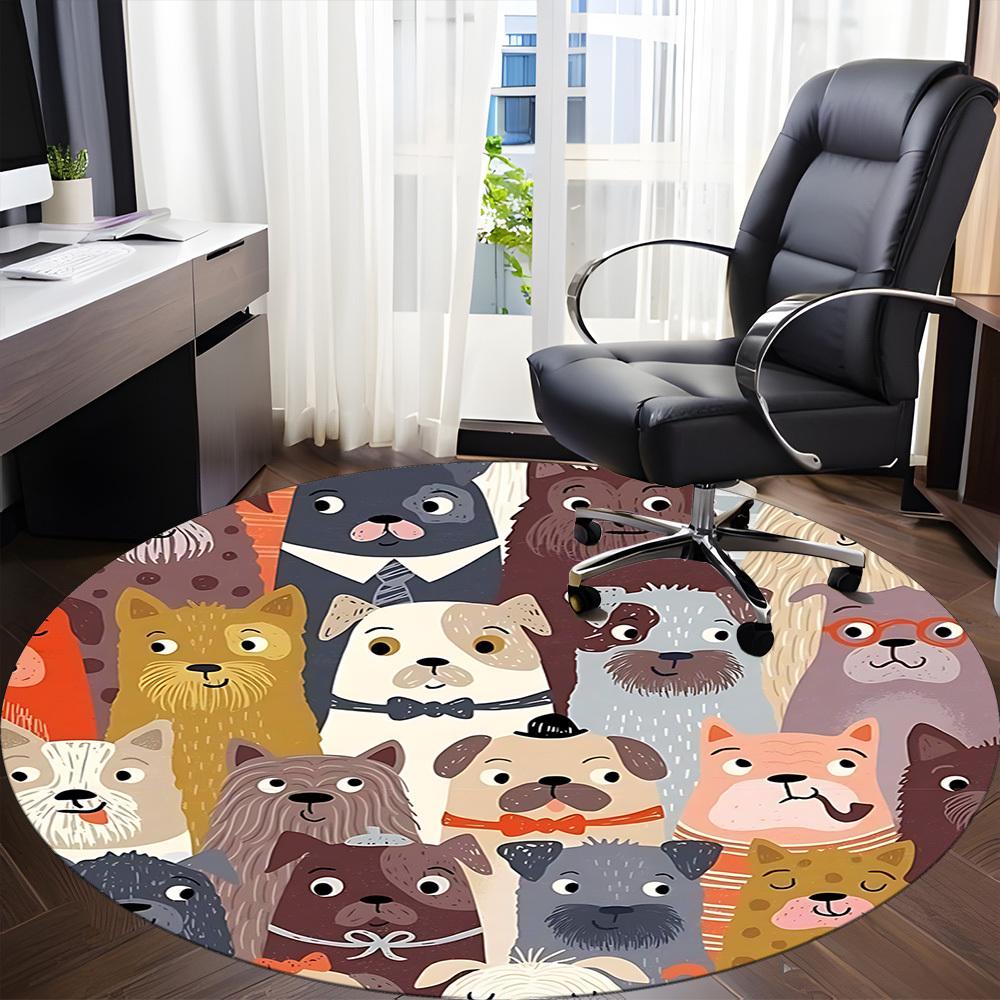 1pc Dogs Pets Office Round Area Rug, Indoor Mat Suitable ForOffice, Under Office Chairs Bedroom Living Room Home Decor, Room Deco, n45