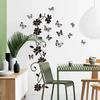 Creative 3D Butterfly Wall Sticker Black Flowers Vine Strips Living Room Background Room Wall Sticker Dark Style Home Decoration