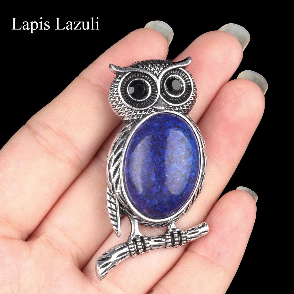1Pc, Halloween Owl Shape Reiki Healing Crystal Pendant Brooch Pin, Unique Dual Purpose Design, for DIY Unisex Necklace Accessories or Hanging Clothes