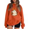 Women's Long Sleeve Neck Sweatshirt Loose Fit Casual Pullover Top with Small Halloween Print