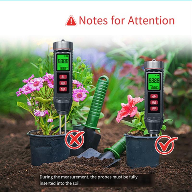 3 In 1 Digital EC Meter Temperature Humidity EC Soil Tester High Accuracy Detector Garden Planting Flower Soil Analyzer