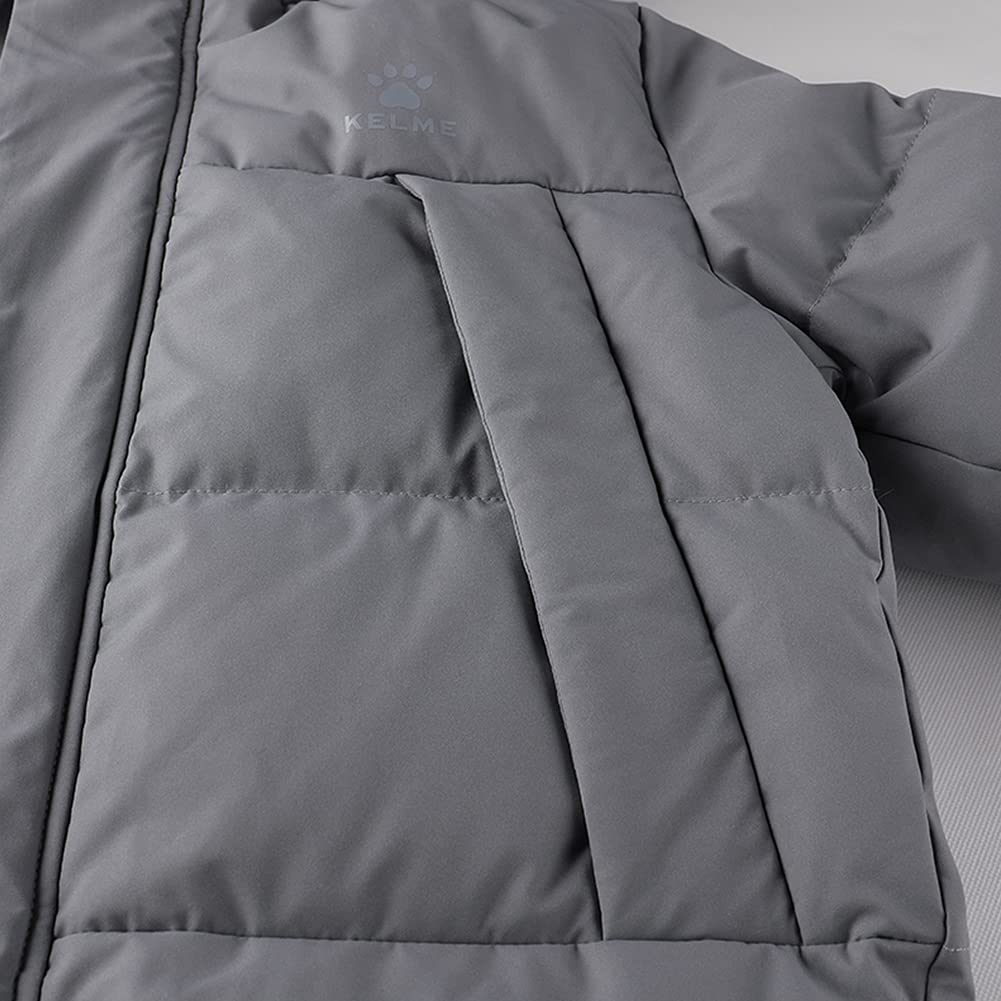 Kelme Men's Lightweight Down Bench Coat with Hood, Water-Repellent, and Outdoor Use (Gray, Size S)