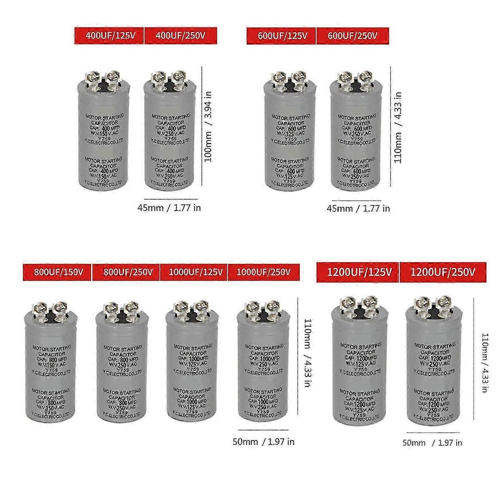 CD60 125V/250V 50UF-1200UF Capacitor de Partida para Motores para Unidades de Ar Condicionado e Ventiladores Resistência a Altas Temperaturas