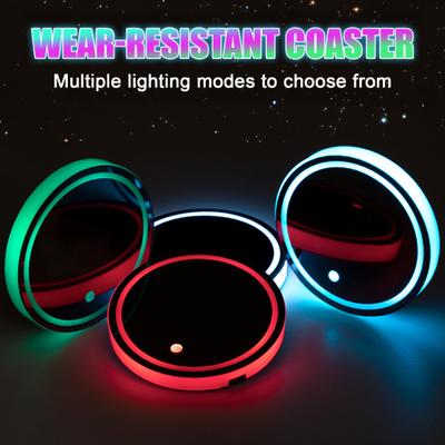 Luce LED per Portabicchieri da Auto 7 Colori Accensione Sottobicchiere Ricaricabile USB Atmosfera Interna