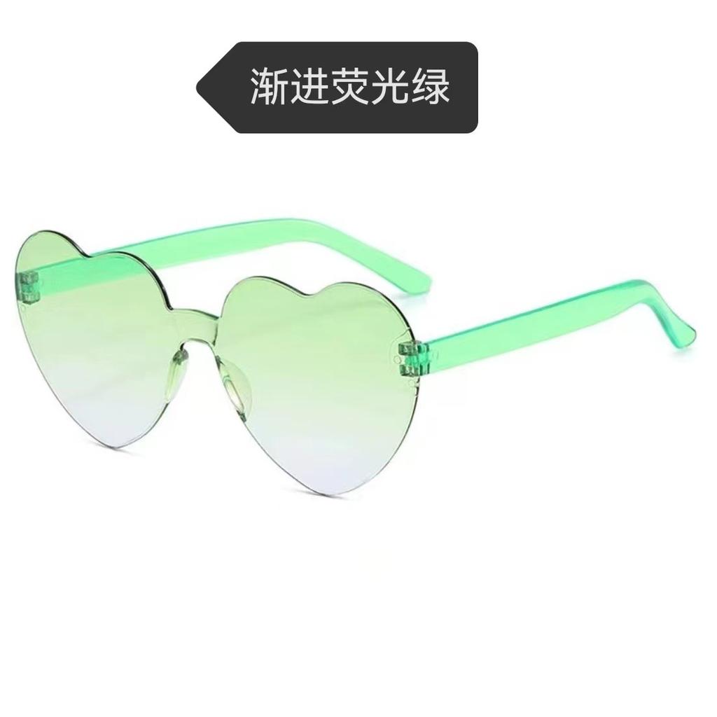 Peach Heart Sunglasses Love Glasses Trend Frameless One-Piece Marine Film Dazzling Color Sunglasses
