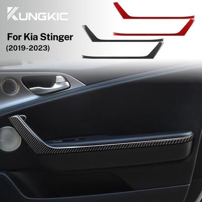 Pro Kia Stinger 2019 2020 2021 2022 2023 Skutečná měkká nálepka z uhlíkových vláken Panel rukojeti dveří vozu LHD RHD Příslušenství pro vnitřní lišty