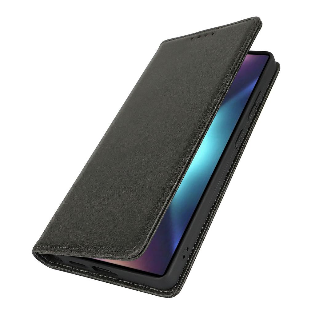 For Samsung Galaxy S25 Ultra Case PU Leather Calf Textured Magnetic Closing Smart Phone Cover