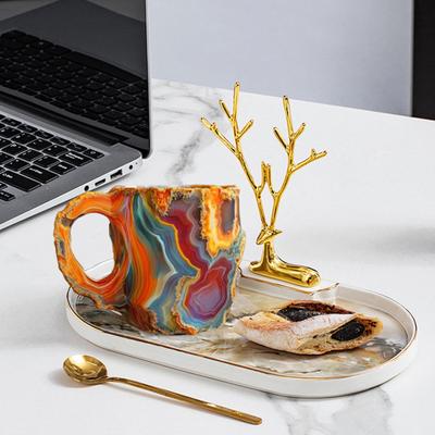 Yousheng 11-Unzen Faux Mineral Kristall Harzbecher mit Griff Hitzebeständig Große Kapazität Lebensmittelqualität Multifunktional Bunt Tee Milch Kaffee